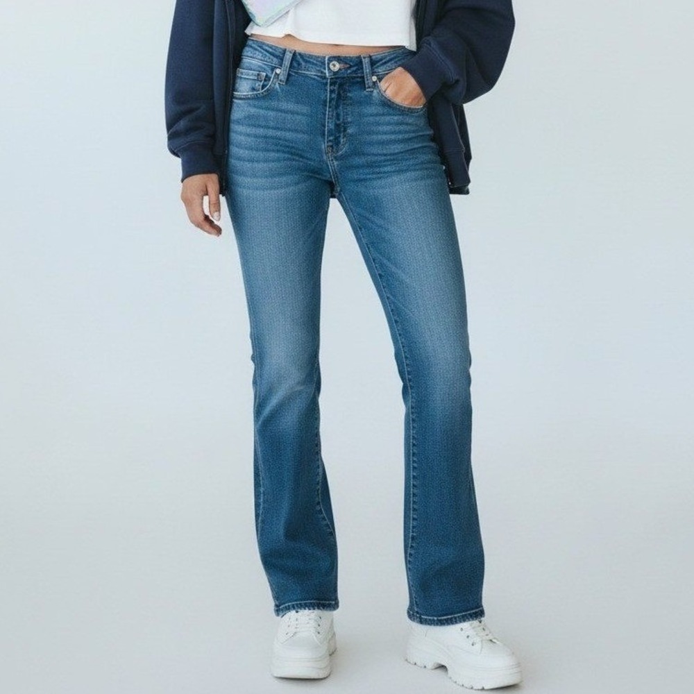 Lee Slender Secret 2000s Bootcut Jeans 10 Short Blue Stretch Denim Streetwear